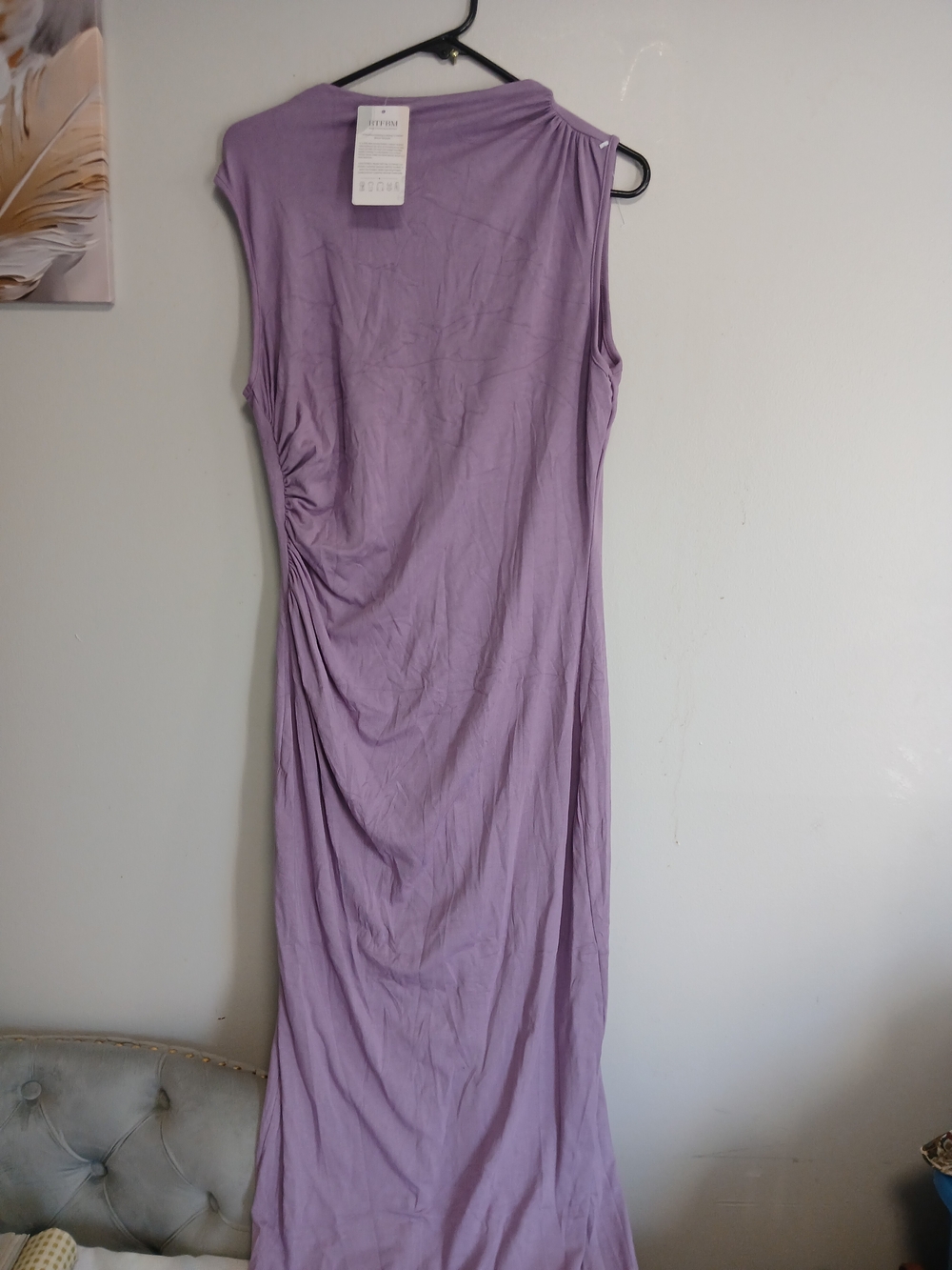 Nicole Miller Lilac Sleeveless Ruched Maxi Dress - Picture 2 of 5